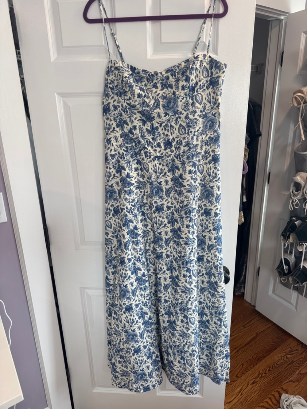 Peppermayo Blue and Cream Floral Maxi Slip Dress